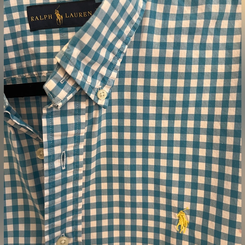 Polo Ralph Lauren Oxford Button-Down Blue White Gingham Plaid Spring Size XXL